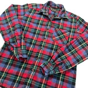The Vermont Flannel Co Plaid Button Up Red Blue Green size S Made in USA
